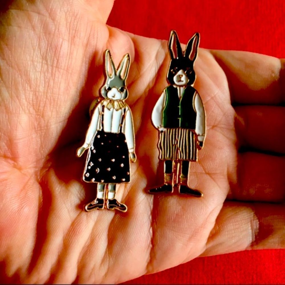 Enamel Rabbit 🐰 Brooches Pin Set - Picture 4 of 11